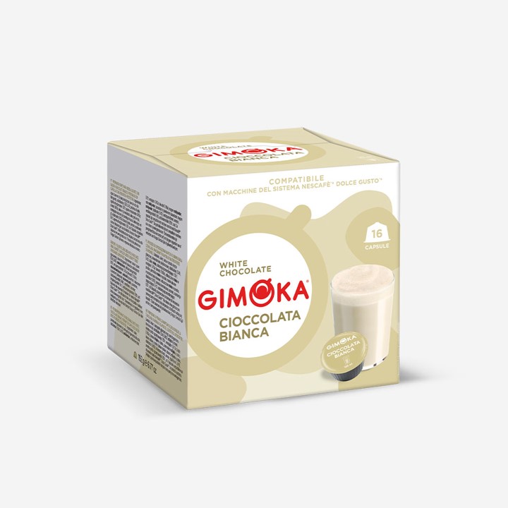 16 קפסולות קפה מבית GIMOKA איטליה – CIOCCOLATA BIANCA למכונת דולצ’ה גוסטו