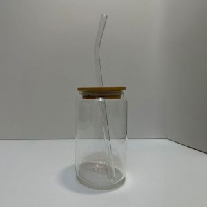 כוס קולד ברו עם קש זכוכית 450ml