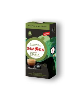 10 קפסולות קפה מבית GIMOKA איטליה – BRASILE למכונת נספרסו