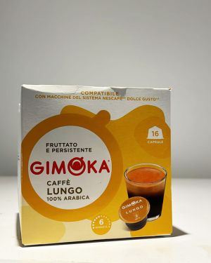 16 קפסולות קפה 100% ערביקה מבית GIMOKA איטליה – CAFFÈ LUNGO – למכונת דולצ’ה גוסטו