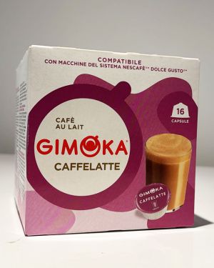 16 קפסולות קפה 100% ערביקה מבית GIMOKA איטליה – CAFFELATTE – למכונת דולצ’ה גוסטו